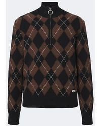 Ami Paris - Argyle Virgin Wool Half-Zip Sweater - Lyst