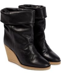 Isabel Marant Totam Wedge Leather Ankle Boots - Black