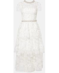 Self-Portrait - Bridal Beaded Tulle Midi Dress - Lyst