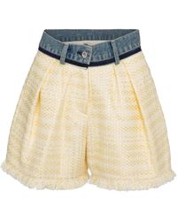 Sacai Denim-trimmed Tweed Shorts - Multicolour