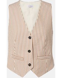 Brunello Cucinelli - Striped Cotton-Blend Vest - Lyst