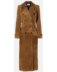 Saint Laurent - Suede Trench Coat - Lyst