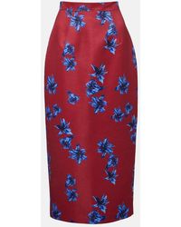 Emilia Wickstead - Lorelei Floral Duchess Satin Pencil Skirt - Lyst