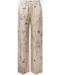 Victoria Beckham - Printed Silk Satin Pajama Pants - Lyst