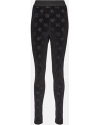 Dolce & Gabbana - Legging a taille haute en coton a logo - Lyst