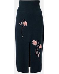 Erdem - Floral-Applique Knitted Midi Skirt - Lyst