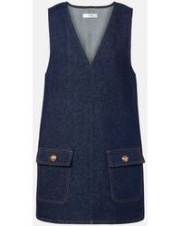 FRAME - Pinafore Cotton Denim Minidress - Lyst