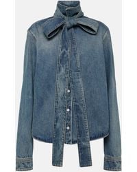 Loewe - Bow-Detail Denim Shirt - Lyst