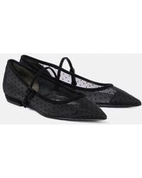 Tory Burch - Suede-Trimmed Mesh Mary Jane Flats - Lyst
