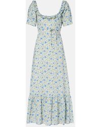 RIXO London - Sorana Floral Ruffled Cotton Midi Dress - Lyst
