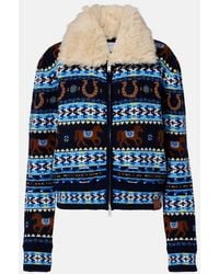 Stella McCartney - Intarsia Virgin Wool Zip-Up Cardigan - Lyst