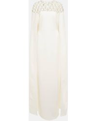 Safiyaa - Bridal Embellished Crepe Cape Gown - Lyst