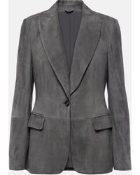 Brunello Cucinelli - Single-Breasted Suede Blazer - Lyst