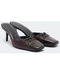 STAUD - Faye Leather-Trimmed Satin Mules - Lyst