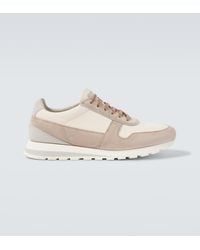 Brunello Cucinelli - Suede-Trimmed Leather Sneakers - Lyst