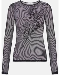Jean Paul Gaultier - Top En Tulle A Sequins Et Logo - Lyst