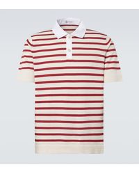Brunello Cucinelli - Striped Cotton Polo Shirt - Lyst