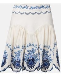 Agua Bendita - Acai Embroidered Floral Linen Miniskirt - Lyst