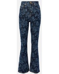 Ganni - Printed High-Rise Flared Jeans - Lyst