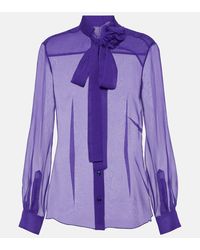 Dolce & Gabbana - Blusa de chifon de seda con lazada - Lyst