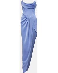 Alex Perry - Satin Crepe Draped Bustier Gown - Lyst