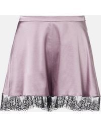 Nina Ricci - Lace-Trimmed Silk-Blend Satin Shorts - Lyst