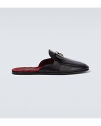 Dolce & Gabbana - Logo Leather Slippers - Lyst