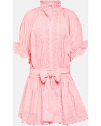 Juliet Dunn - Embroidered Cotton Poplin Shirt Dress - Lyst