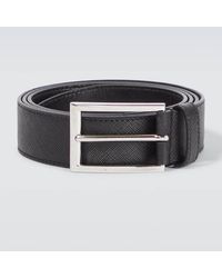 Prada - Cinturon de piel Saffiano con logo - Lyst