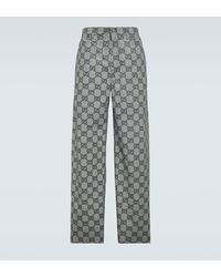 Gucci - GG Leather Straight Pants - Lyst
