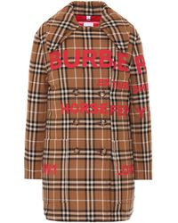 Burberry Tartan Puffer Jacket With Print - Brown