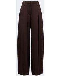 Brunello Cucinelli - Monili Pleated Silk Wide-Leg Pants - Lyst