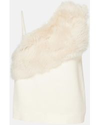 TOTEME - Shearling-Trimmed Cady Top - Lyst