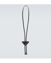 Prada - Saffiano Triangle Bolo Tie With Logo - Lyst