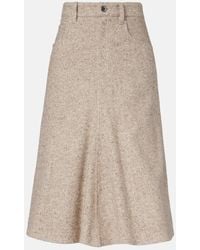 Brunello Cucinelli - Monili Wool And Silk-Blend Midi Skirt - Lyst