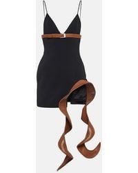 David Koma - Leather-Trimmed Cady Minidress - Lyst