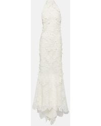 Alexander McQueen - Floral-embroidered Open-back Lace Maxi Dress - Lyst