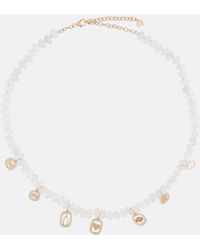 Sydney Evan - Collar de oro de 14 ct con multiples charms, piedra lunar y diamantes - Lyst