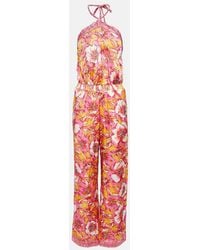 Poupette - Isabelle Printed Halterneck Jumpsuit - Lyst