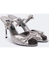 Dolce & Gabbana - Embellished Metallic Leather Mules - Lyst