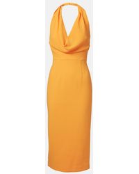 Rebecca Vallance - Draped Halterneck Crepe Midi Dress - Lyst
