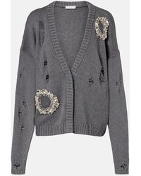 Area - Distressed Cotton And Cashmere Cardigan - Lyst