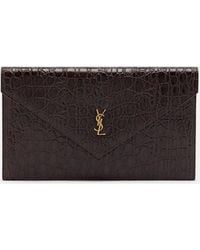 Saint Laurent - Paris Cassandre Leather Clutch - Lyst