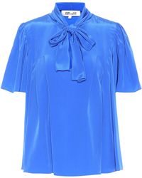 Diane von Furstenberg Schluppentop aus Seide - Blau