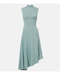 Alaïa - Ray Asymmetric Virgin Wool Midi Dress - Lyst