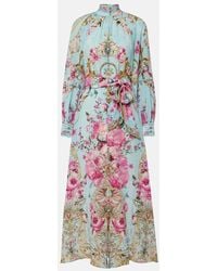 Camilla - Embellished Floral Silk Crepe Midi Dress - Lyst