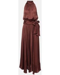 Poupette - Nina Halterneck Satin Maxi Dress - Lyst
