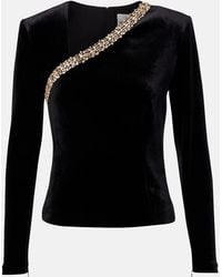 Roland Mouret - Asymmetric Embellished Velvet Top - Lyst