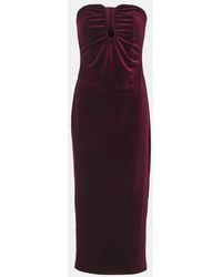 Self-Portrait - Strapless Velvet Midi Dress - Lyst