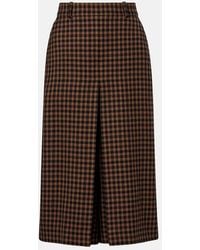 Saint Laurent - Gingham Mid-Rise Wool Culottes - Lyst